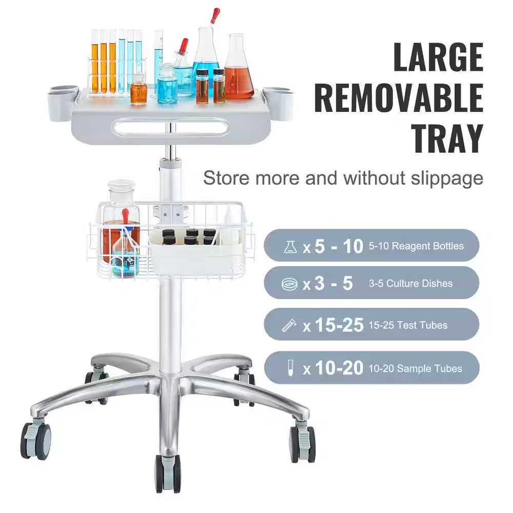 Medical Cart, Salon Cart with Wheels, Mobile Trolley Cart Height Adjustable,Roll