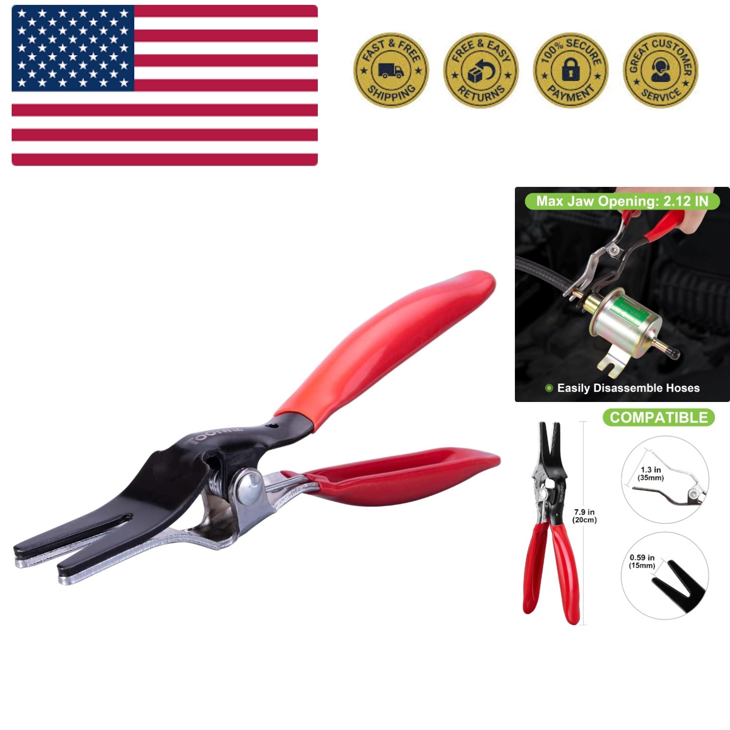 Automobile Hose Removal Pliers, Auto Fuel, and Vacuum Line Tube Hose Remover ...