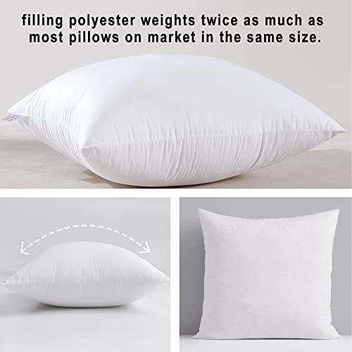 16x16 Pillow Inserts (Set of 2)- 100% Cotton 16x16 Inch (Pack of 2) White