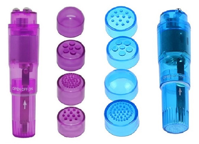 Mini Massager Body Pocket Vibrator Toy Personal Portable 4 Head Purpe land Blue