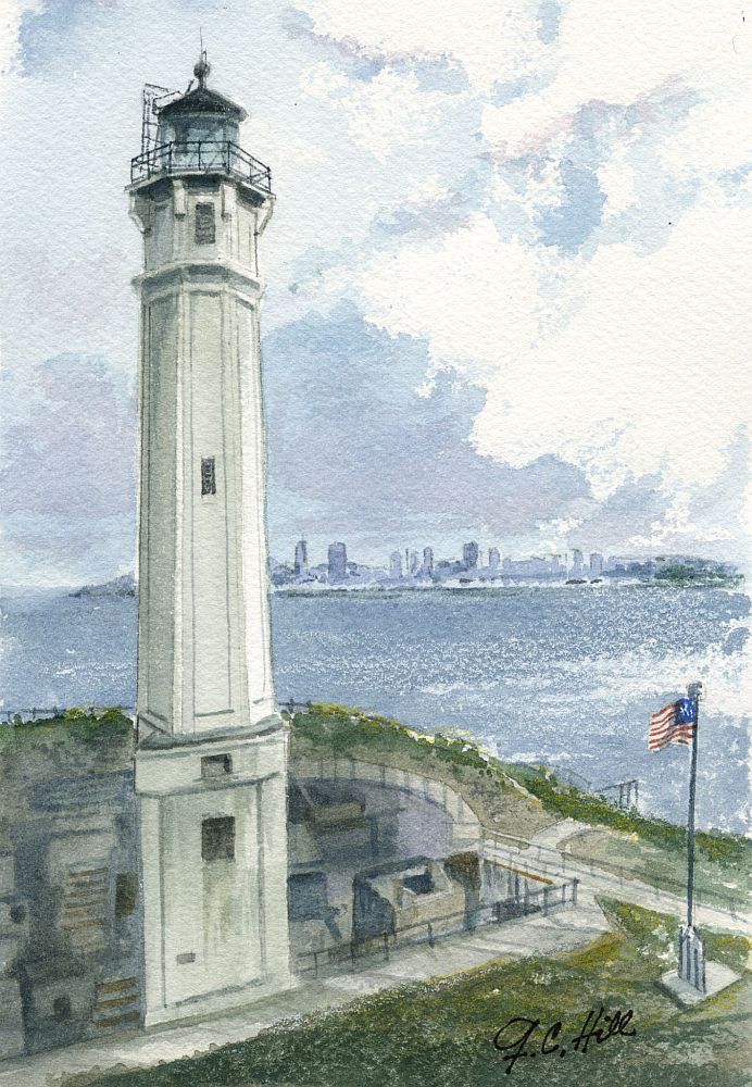 Alcatraz Lighthouse California Watercolor Notecards