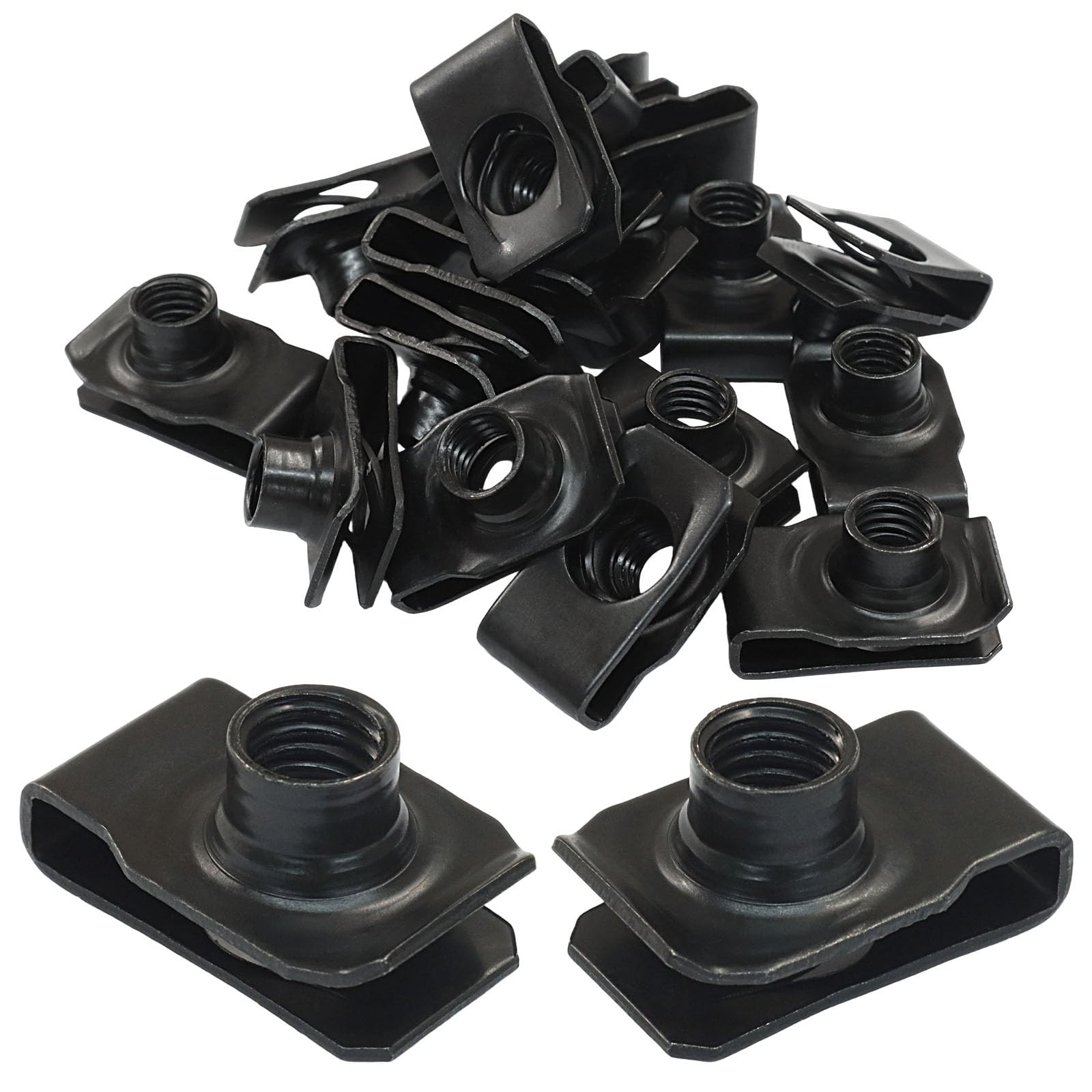 PHITUODA 25 Pcs Extruded U Type Nuts, M8 Bumper Fender U Clip on Nut Black Fa...