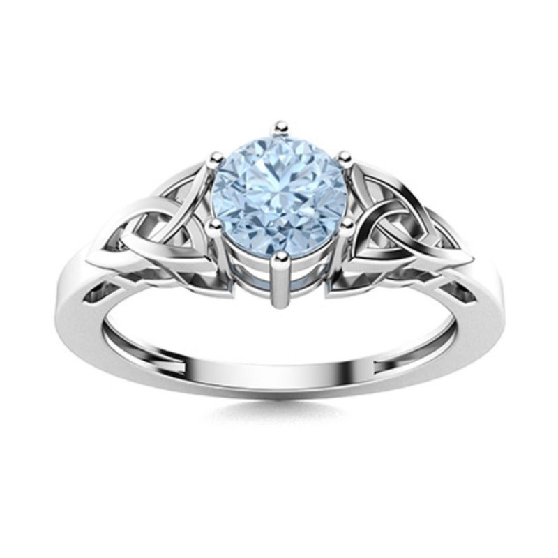 March Natural Aquamarine 925 Silver Anniversary Sister New Solitaire Ring