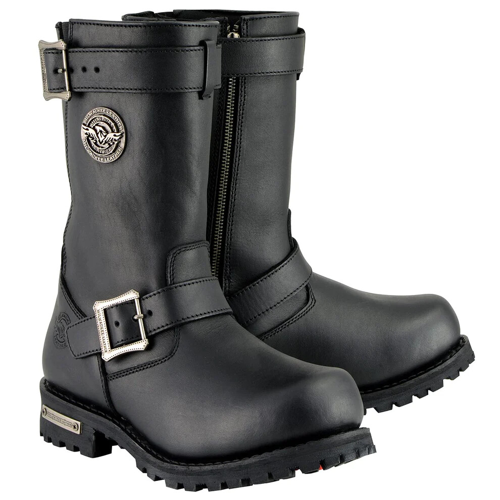 Milwaukee Leather 9020W Men's Black Leather WIDE Width Engineer Motorcycle Boots
