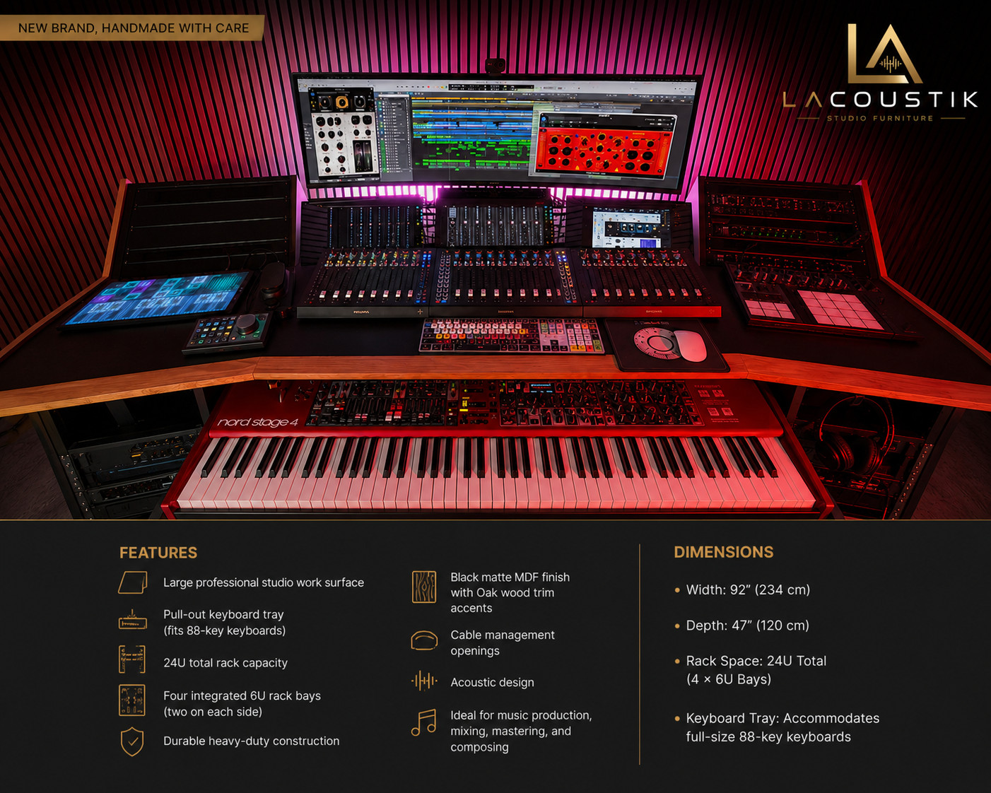 Recording Studio Desk - Lacoustik - 2026 - Black Matte