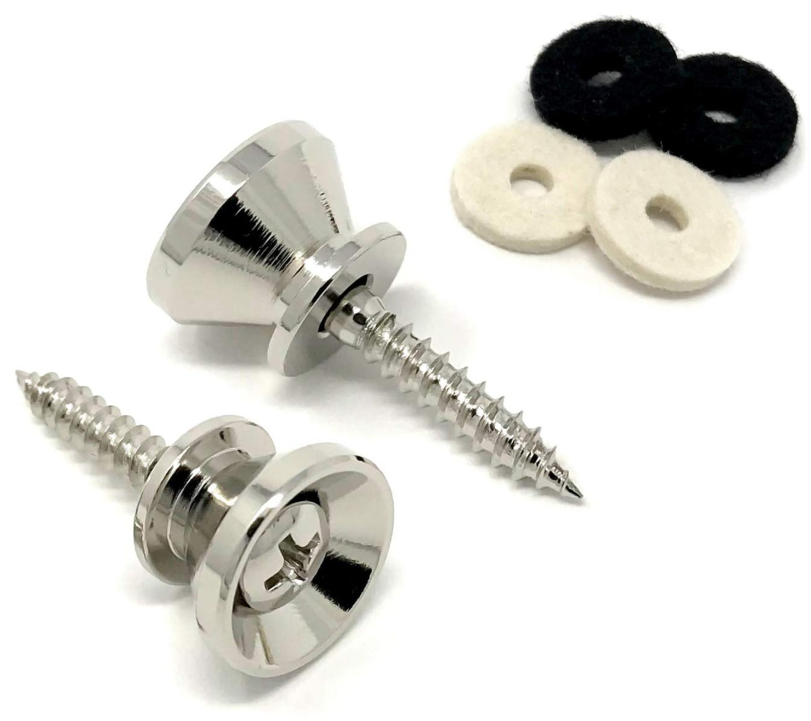 Guitar Strap Buttons Nickel for Fender Guitar and Bass (2) with Screws and Fe...