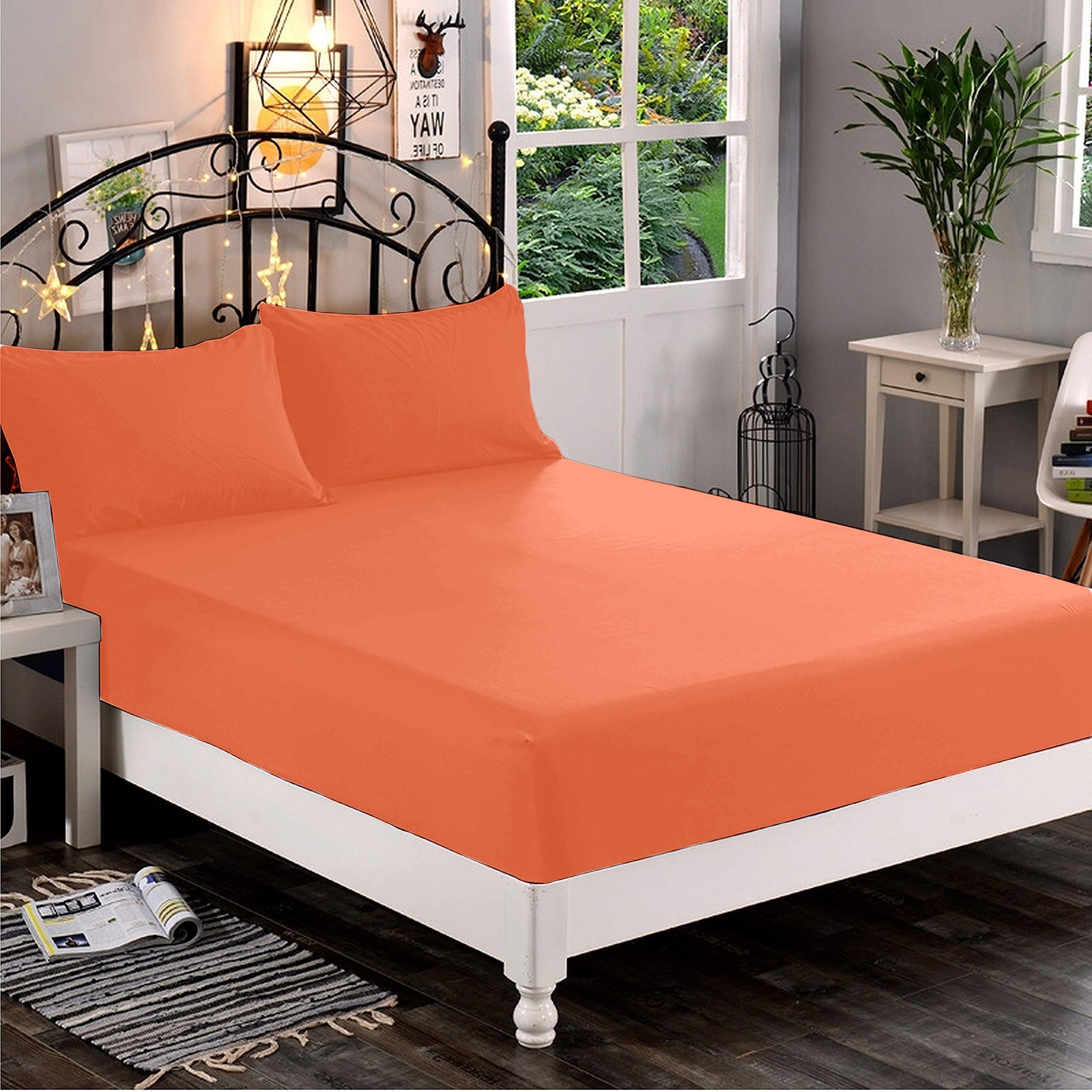 US Choice Bedding Collection 1000 Thread Count Egyptian Cotton Orange Solid