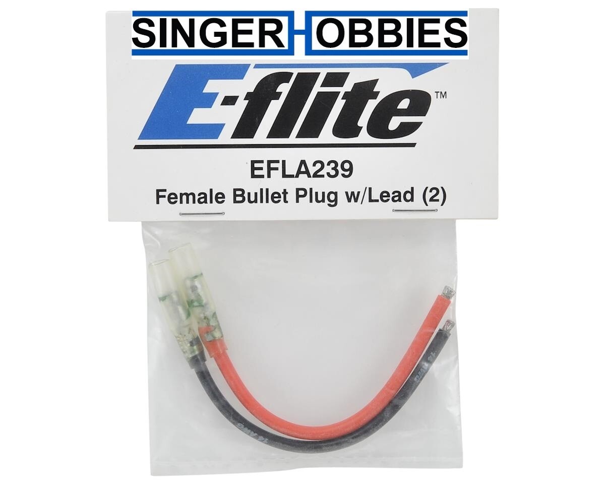 E-FLITE EFLA239 Female Bullet Plug w/4" Wire (14GA) (2) HH