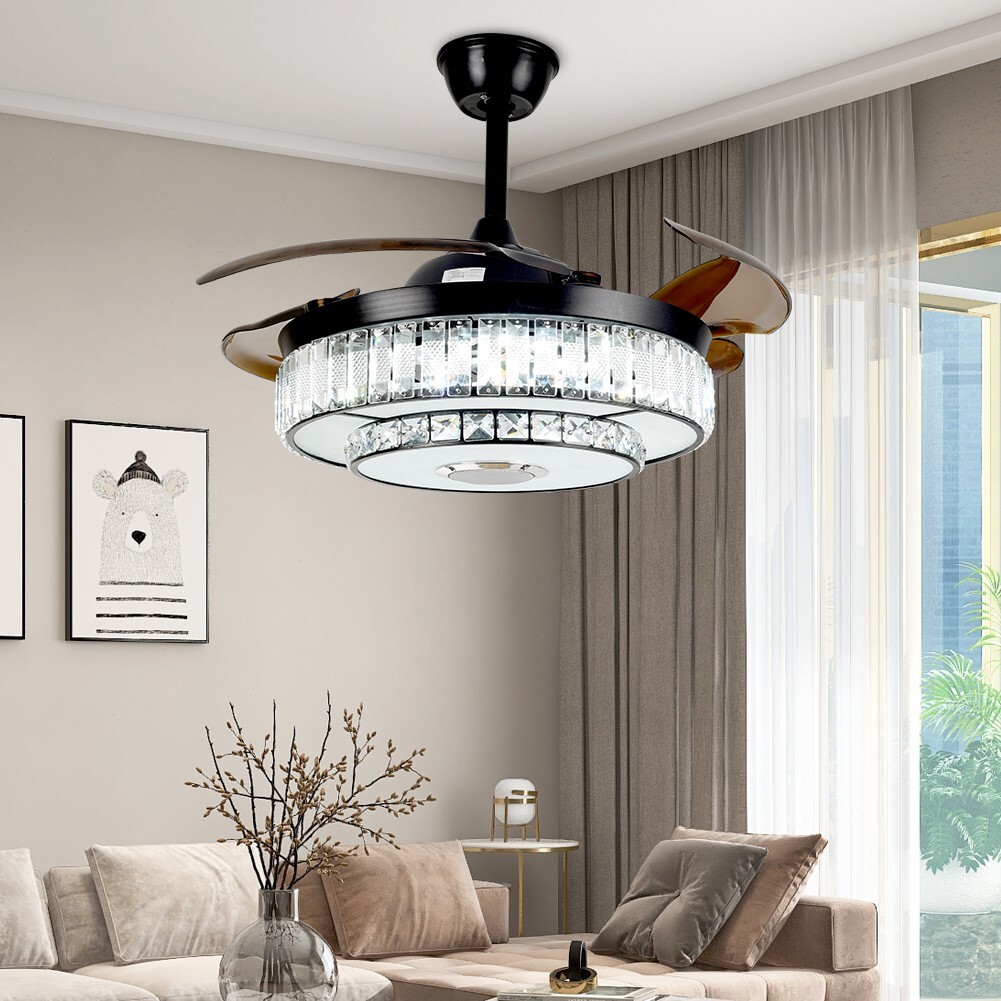 42" black frequency conversion colorful bluetooth remote control fan light