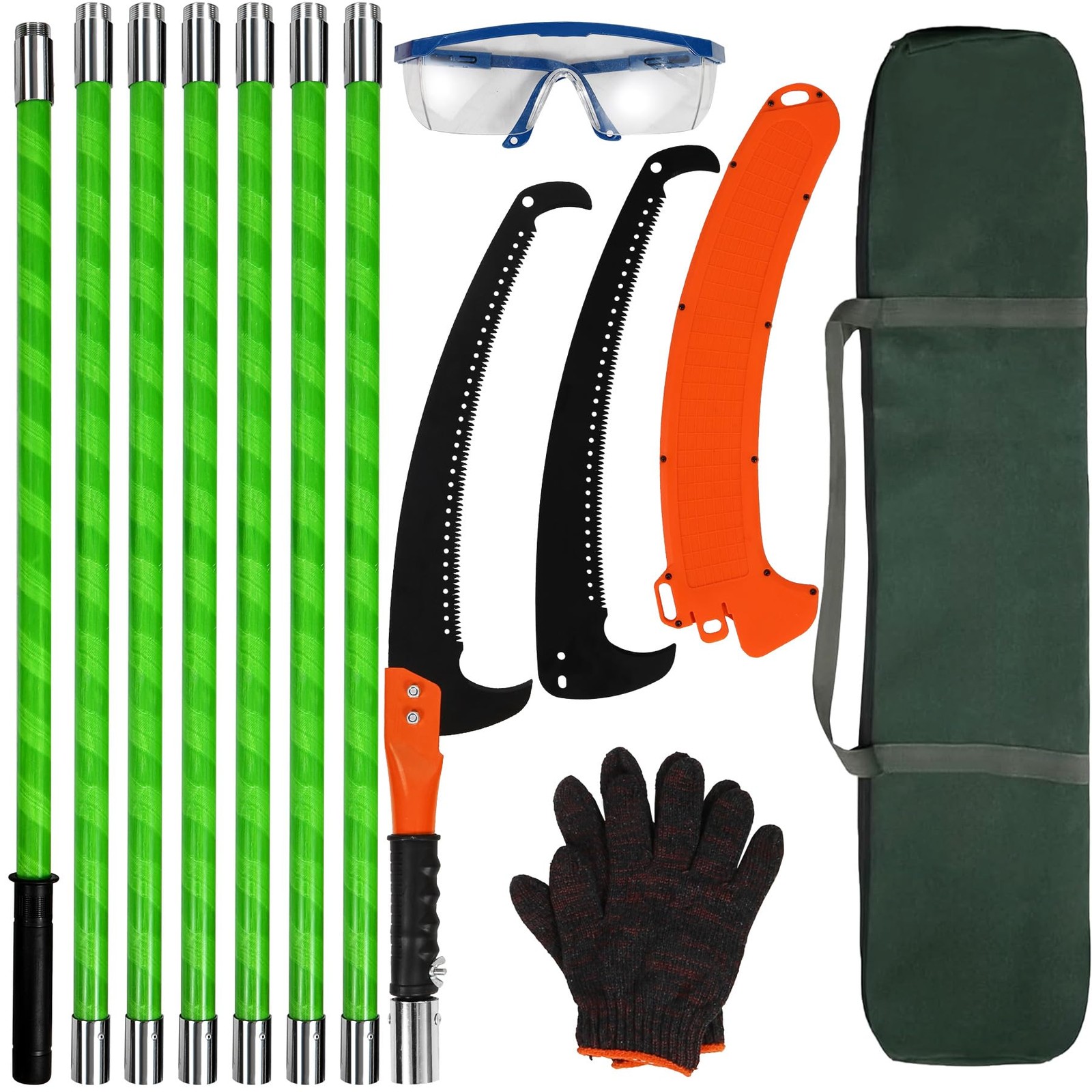 Pole Saws for Tree Trimming, 5.5-25ft Extendable Tree Trimmer, Manual Tree cu...