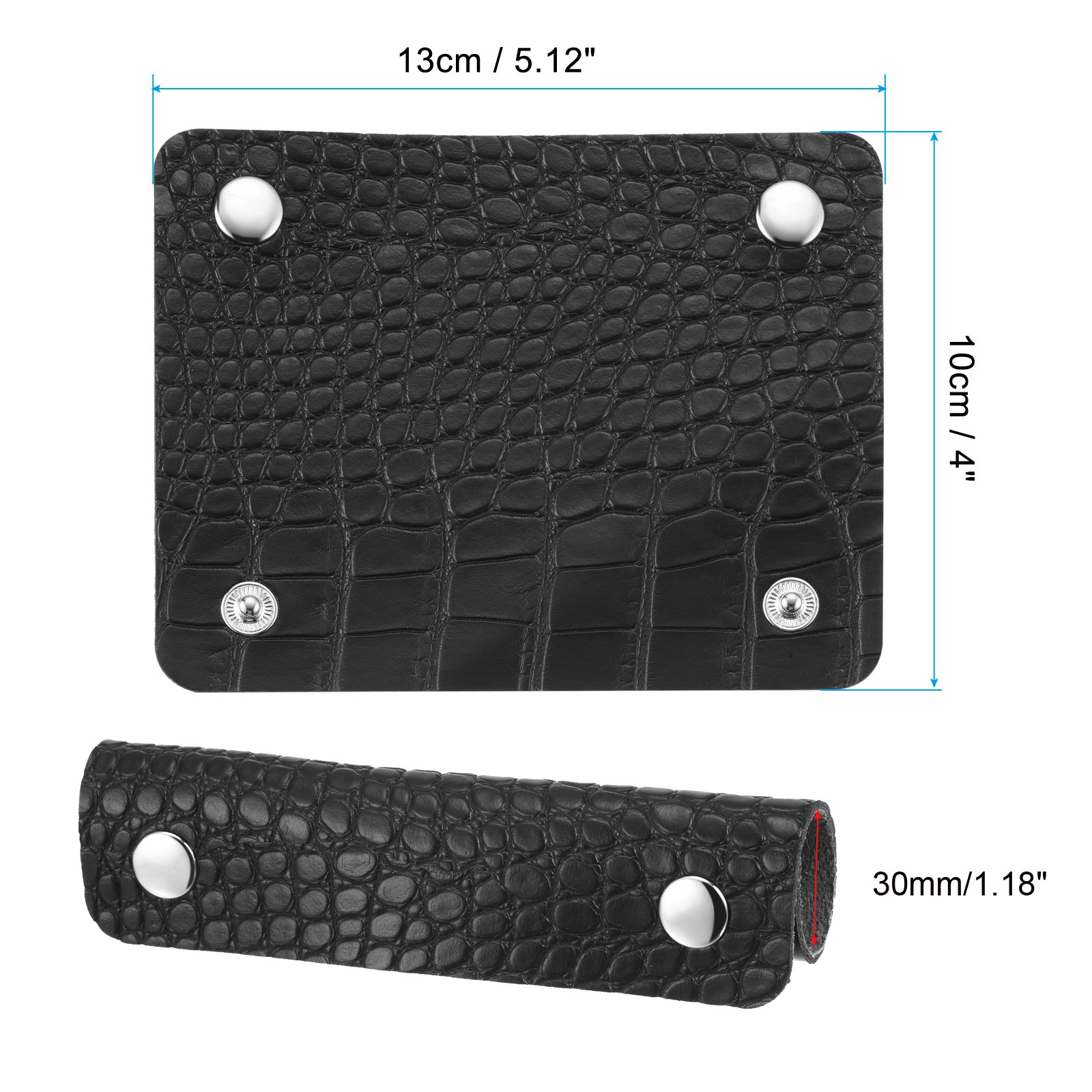 Luggage Handle Wrap, 2 Pack Irregular Pattern PU Handbag Grip with Clasp, Black