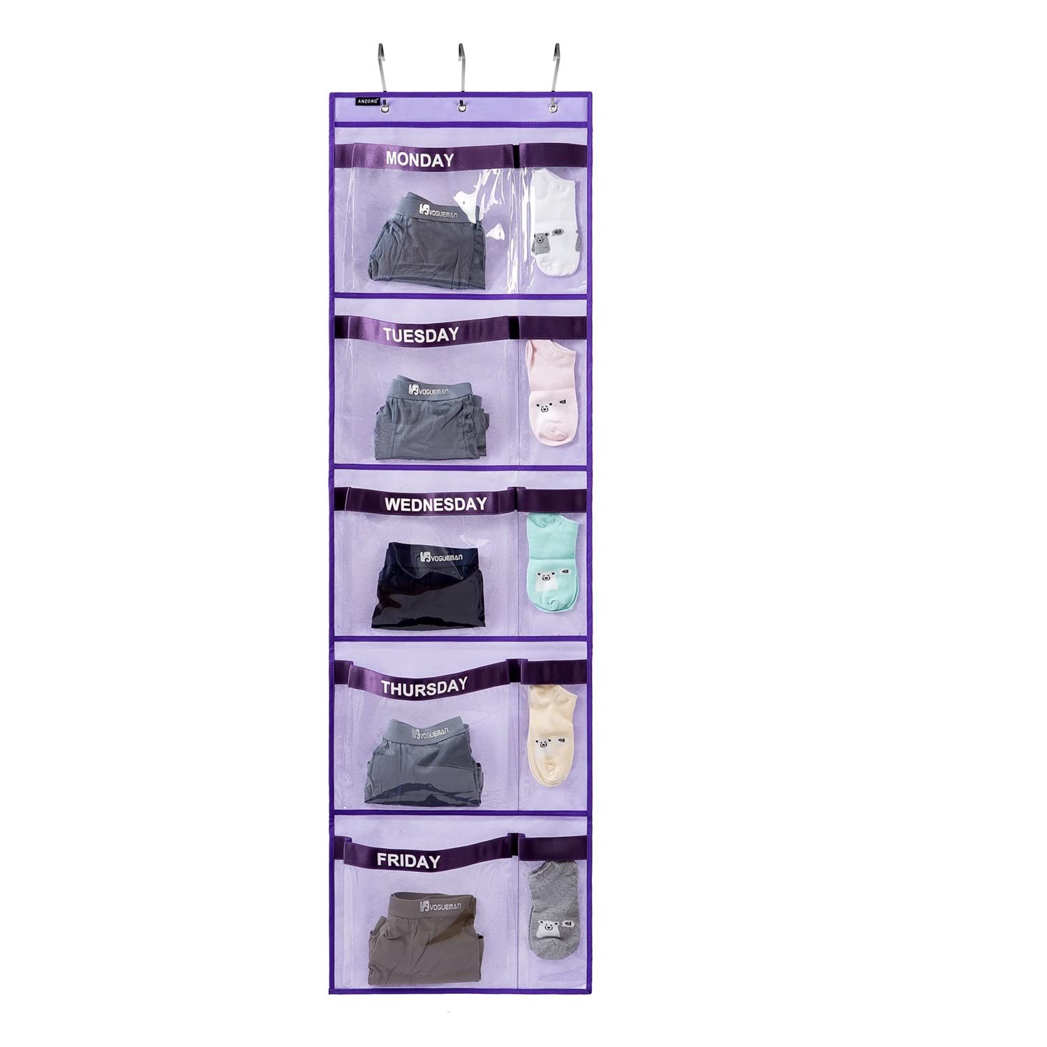 Weekly Kids Clothes Organizer Day of Week School Clothing Storage Monday to F...