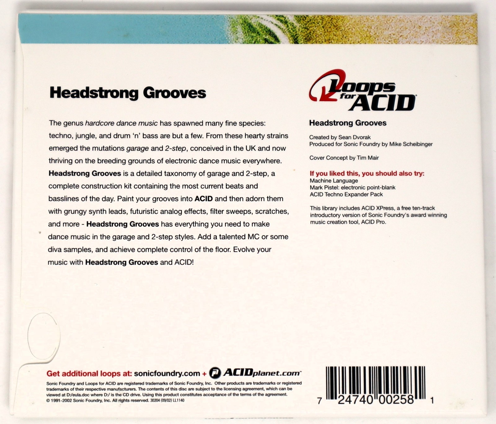Sonic Foundry Headstrong Grooves Loops For Acid Sample/Sound Library/Sampling CD