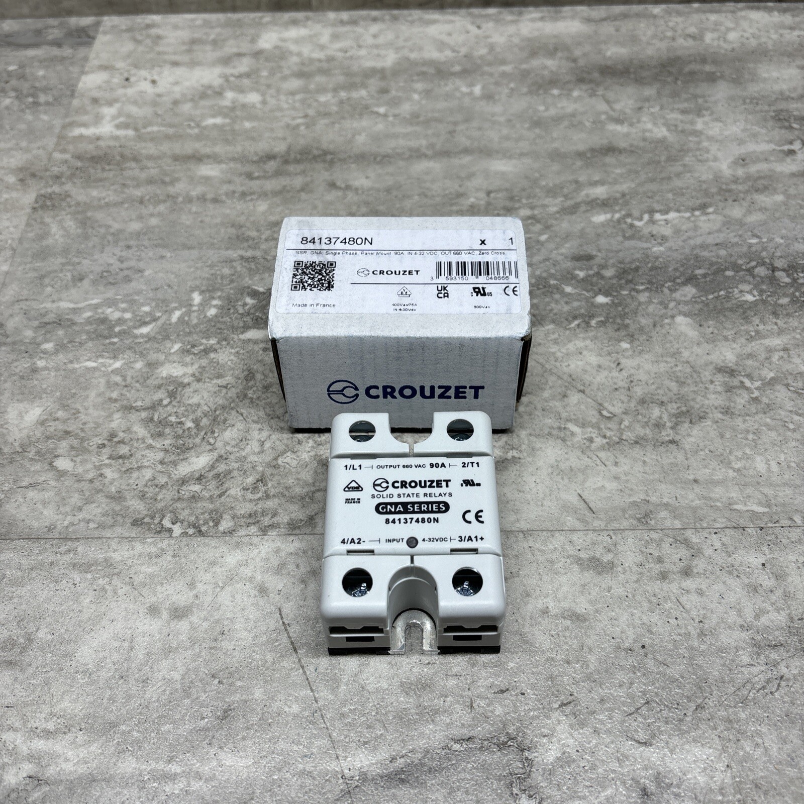 Crouzet 84137480N Solid State Relay, Single Phase, Panel Mount, 90 Amp, New