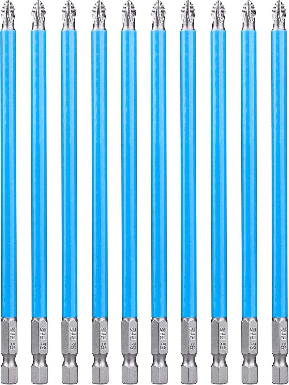 Bit Set Magnetic 10Pcs 6-Inch Long Phillips Screwdriver Ph2 Impact Drive