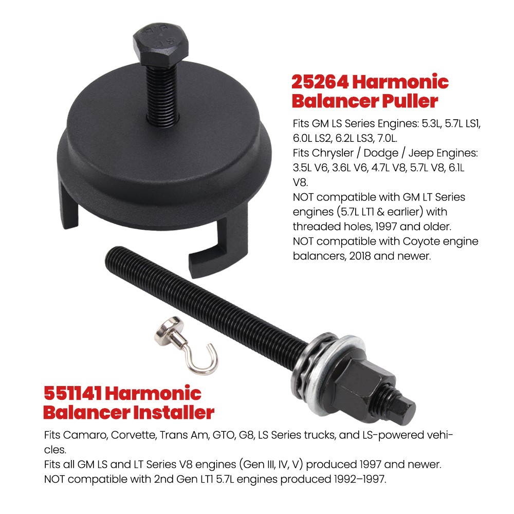 Harmonic Balancer Puller and Installation Tool Set 25264 For GM LS LT Engines