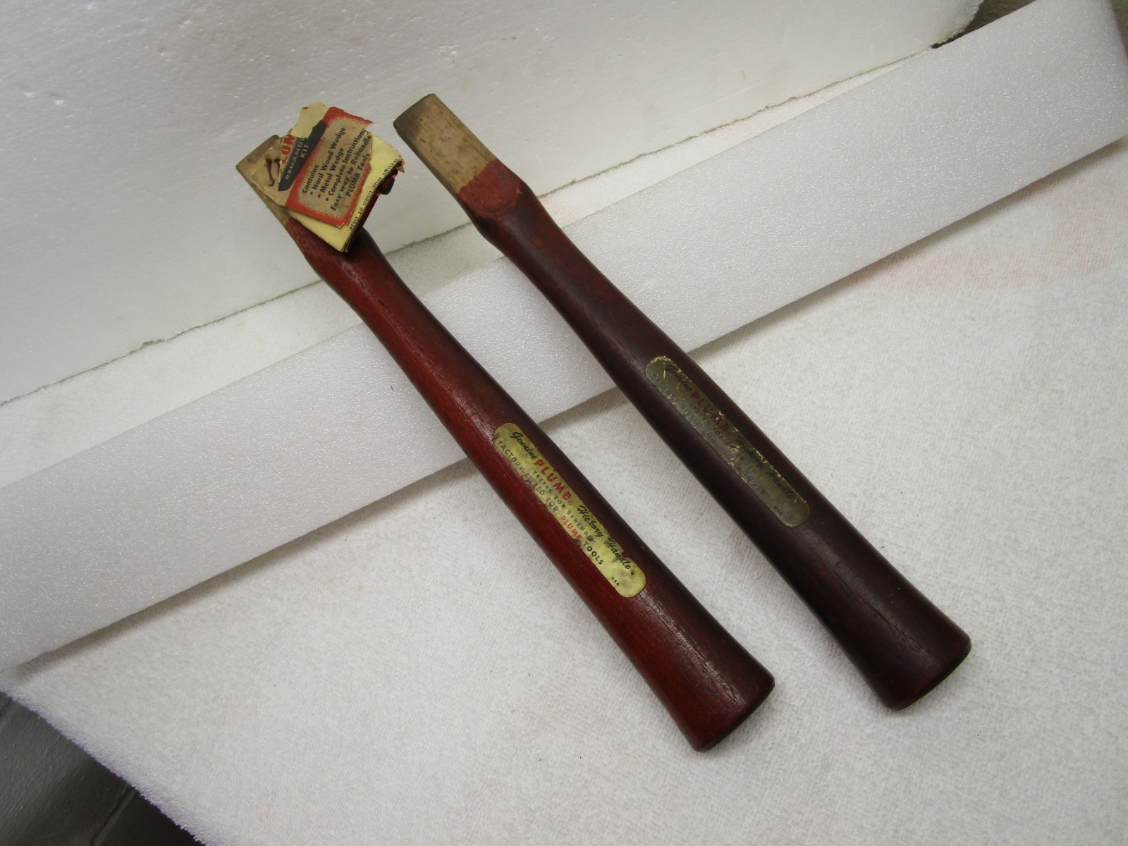 Lot 2 Vintage Plumb Hickory Hammer Handles for Small Hammers