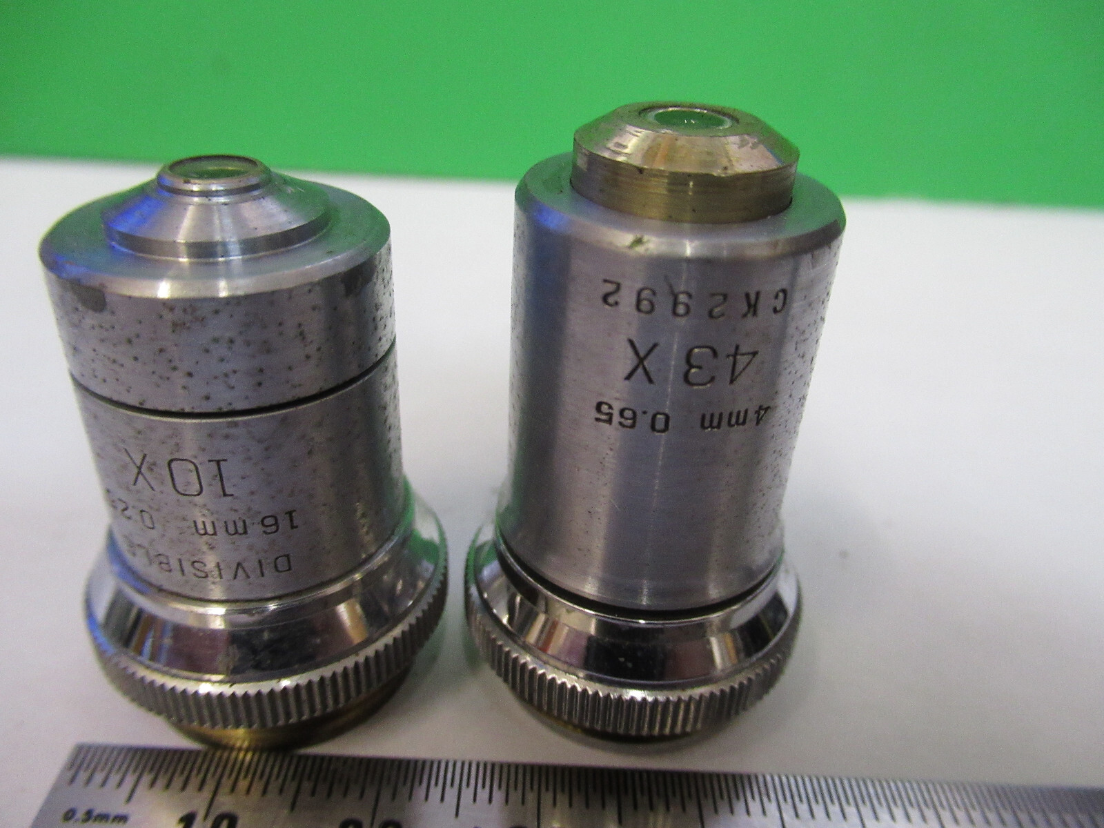 LOT 2 EA MICROSCOPE OBJECTIVE LENSES BAUSCH LOMB 10X 43X OPTICS #P8-B-06