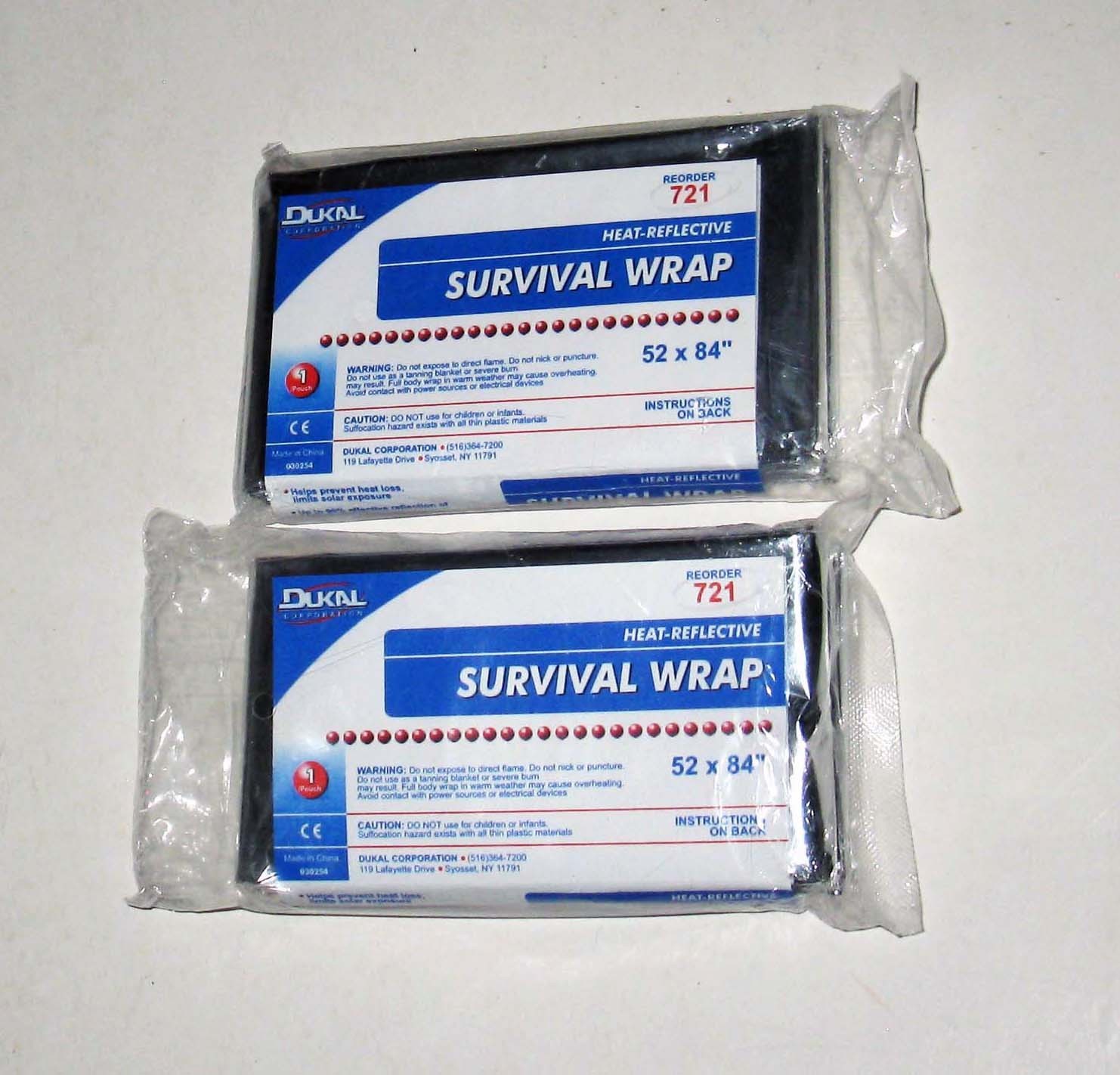 NEW Lot of 2 Dukal 721 Survival Wrap 52x84" Heat-Reflective Emercency Cover