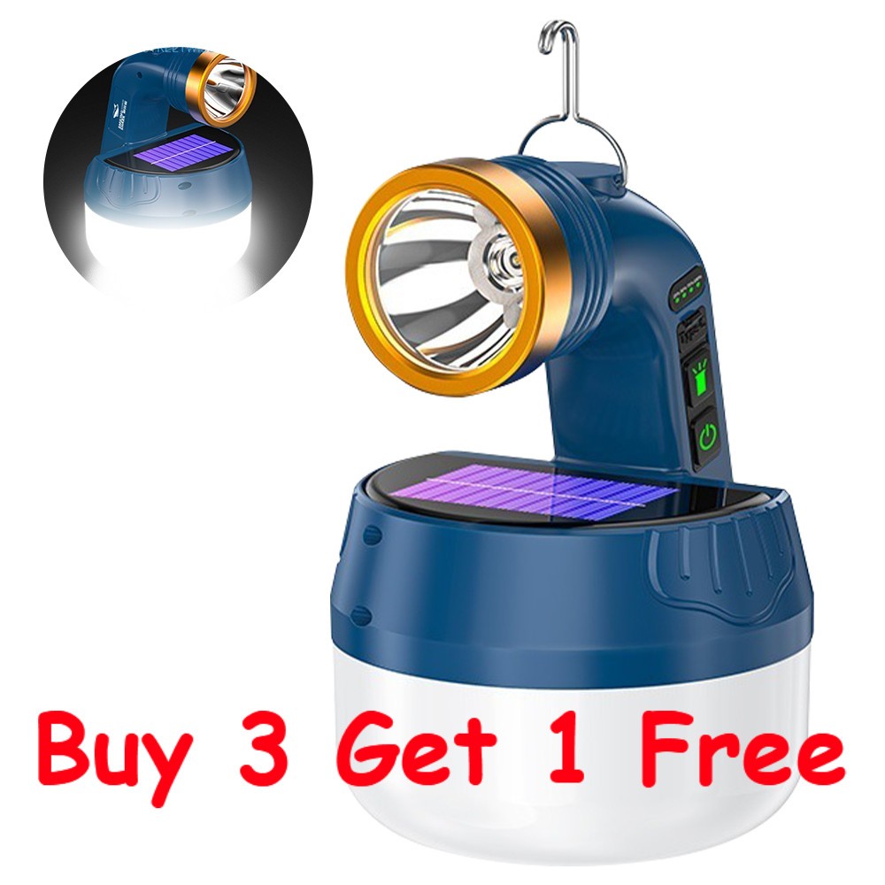 Portable Solar Camping Light Tent Lamp Emergency Solar LED Bulbs w/Hook Outdoor