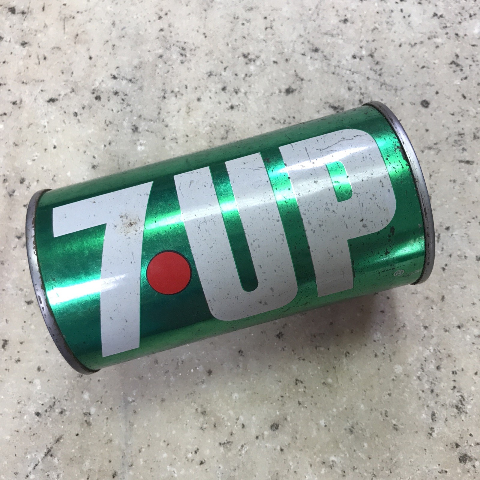 Vintage 7-UP Flat Top Soda Pop Can Seven-Up Uncola St Louis MO NO TOP Pencil Cup