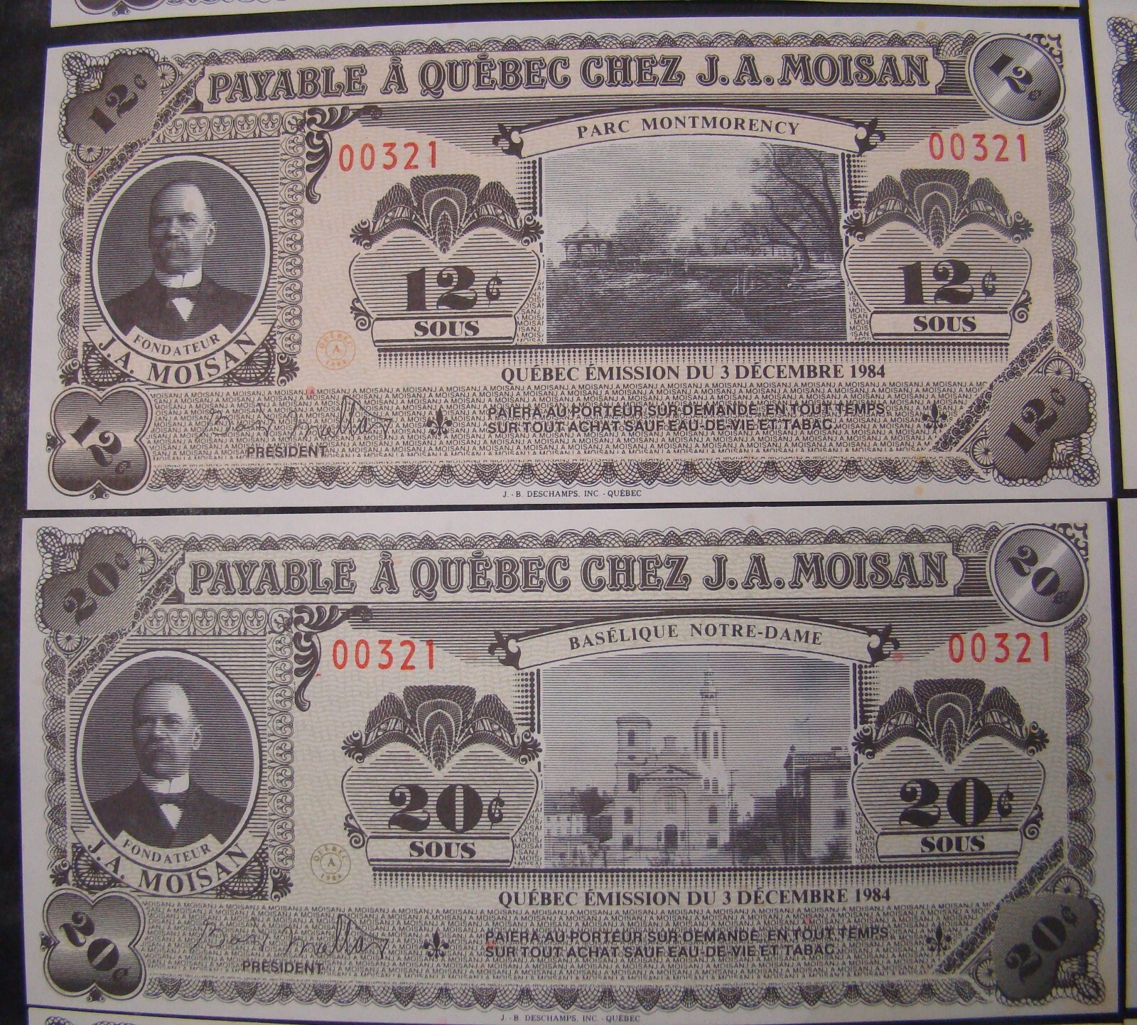 1984 Canada 3 Sous thru Dollar Moisan Quebec Matching Serial Numbers 12 Notes