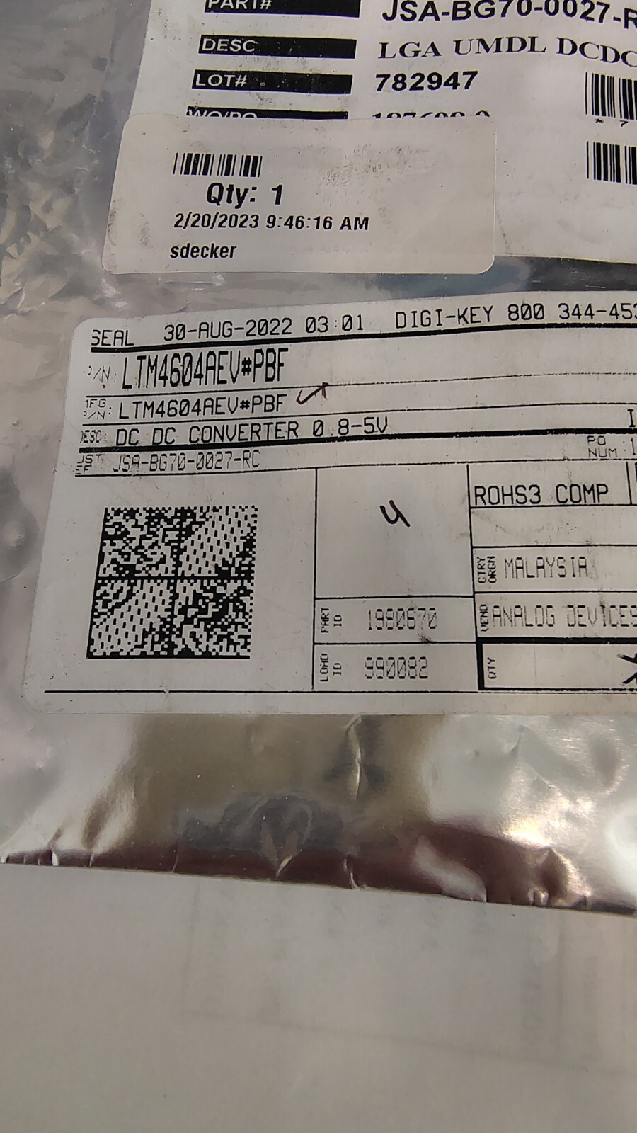 ( 1 pc ) LTM4604EV#PBF , ANALOG DEVICES , IC