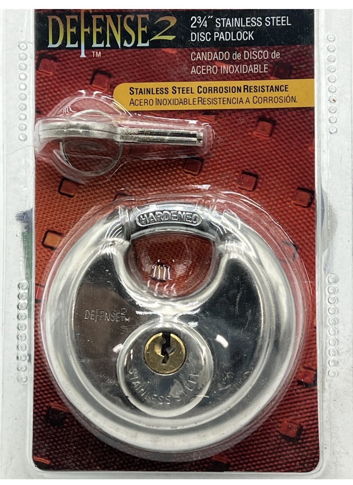 PackRite 2-3/4" Stainless Steel Disc Padlock + Two Keys / Corrosion Resistance
