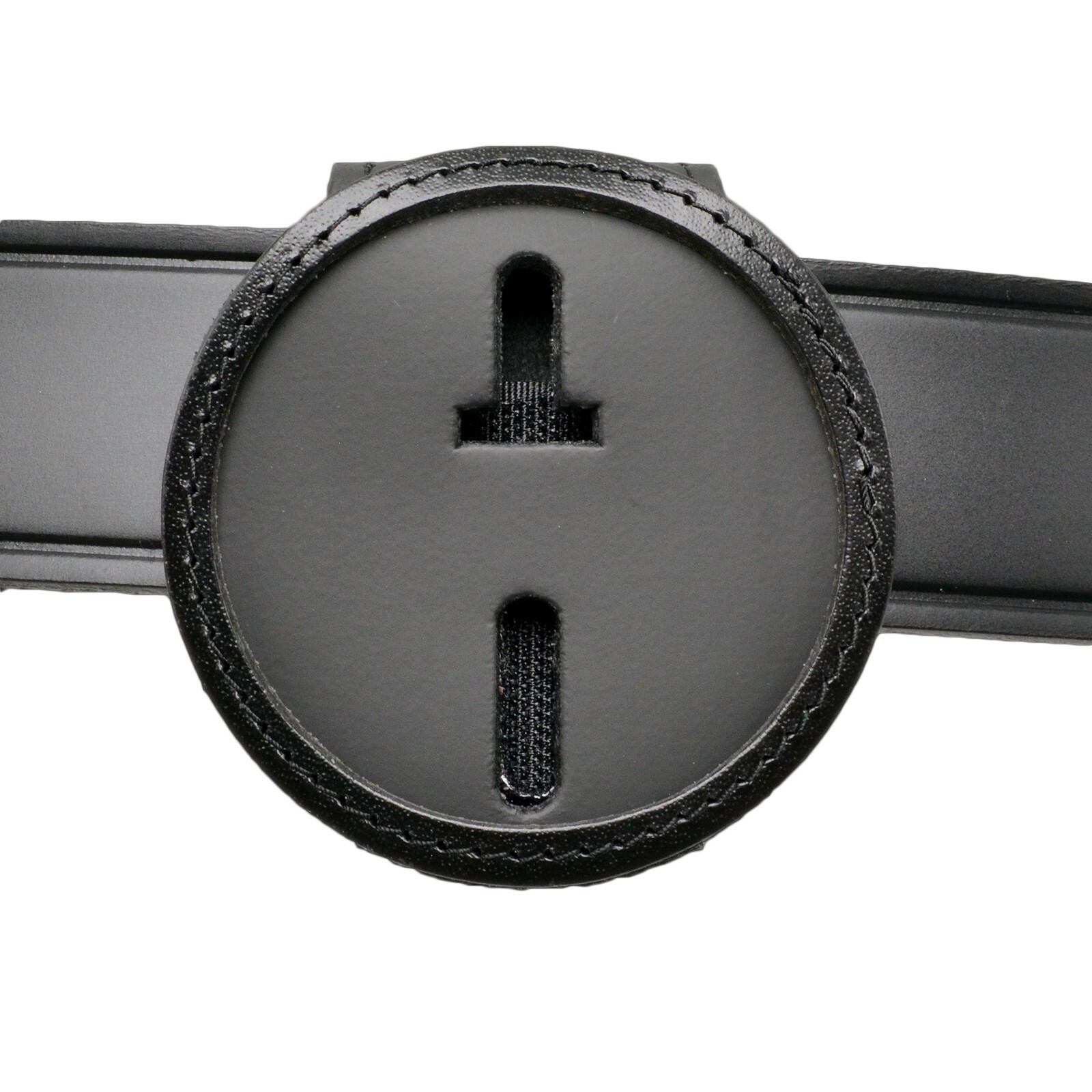 Perfect Fit 2.5" Round Belt Clip Badge Holder Police Neck Chain Leather Pocket