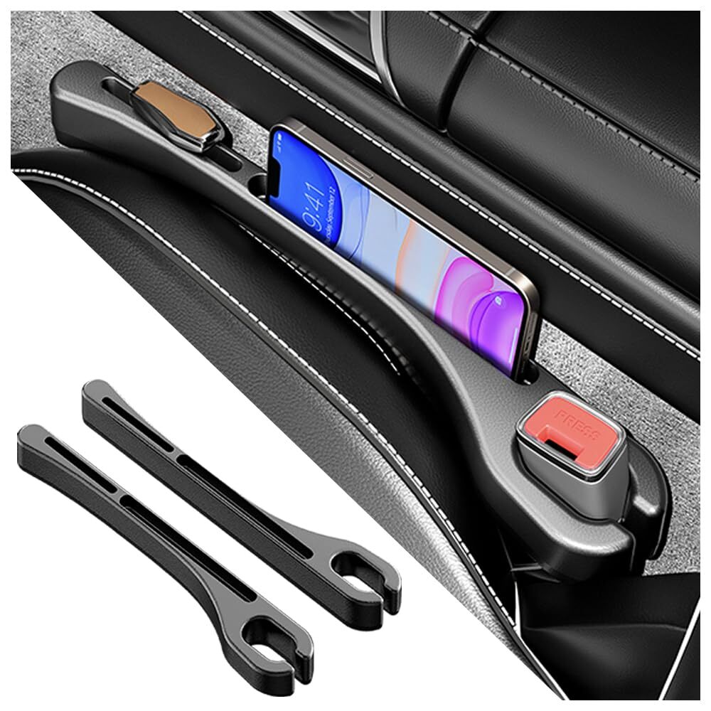 2PCS Car Seat Gap Filler Organizer with Phone Holder,[Upgrade Version] Car Seat
