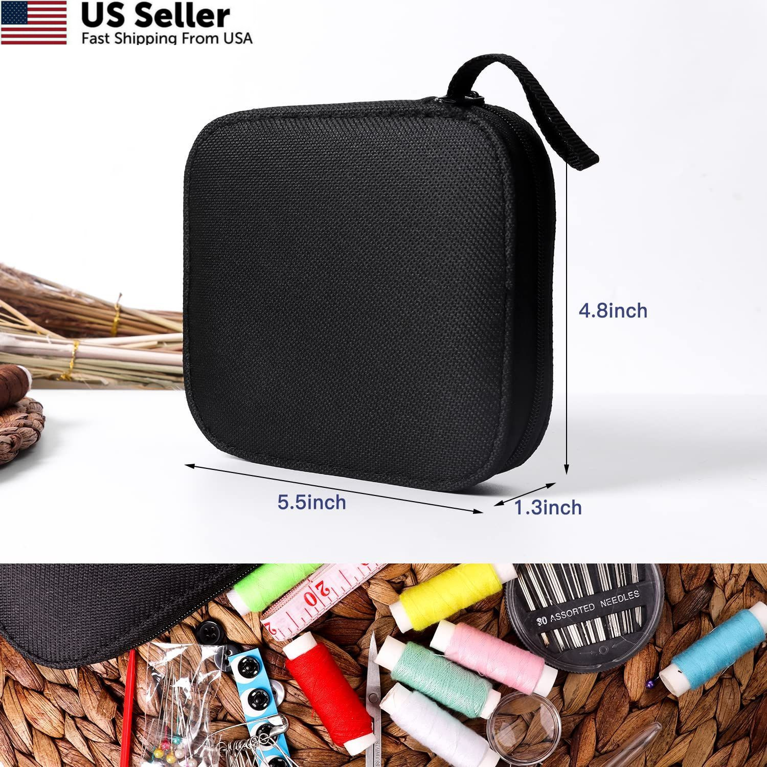 JUNING Sewing Kit with Case Portable Supplies B-Threads-Black, Black