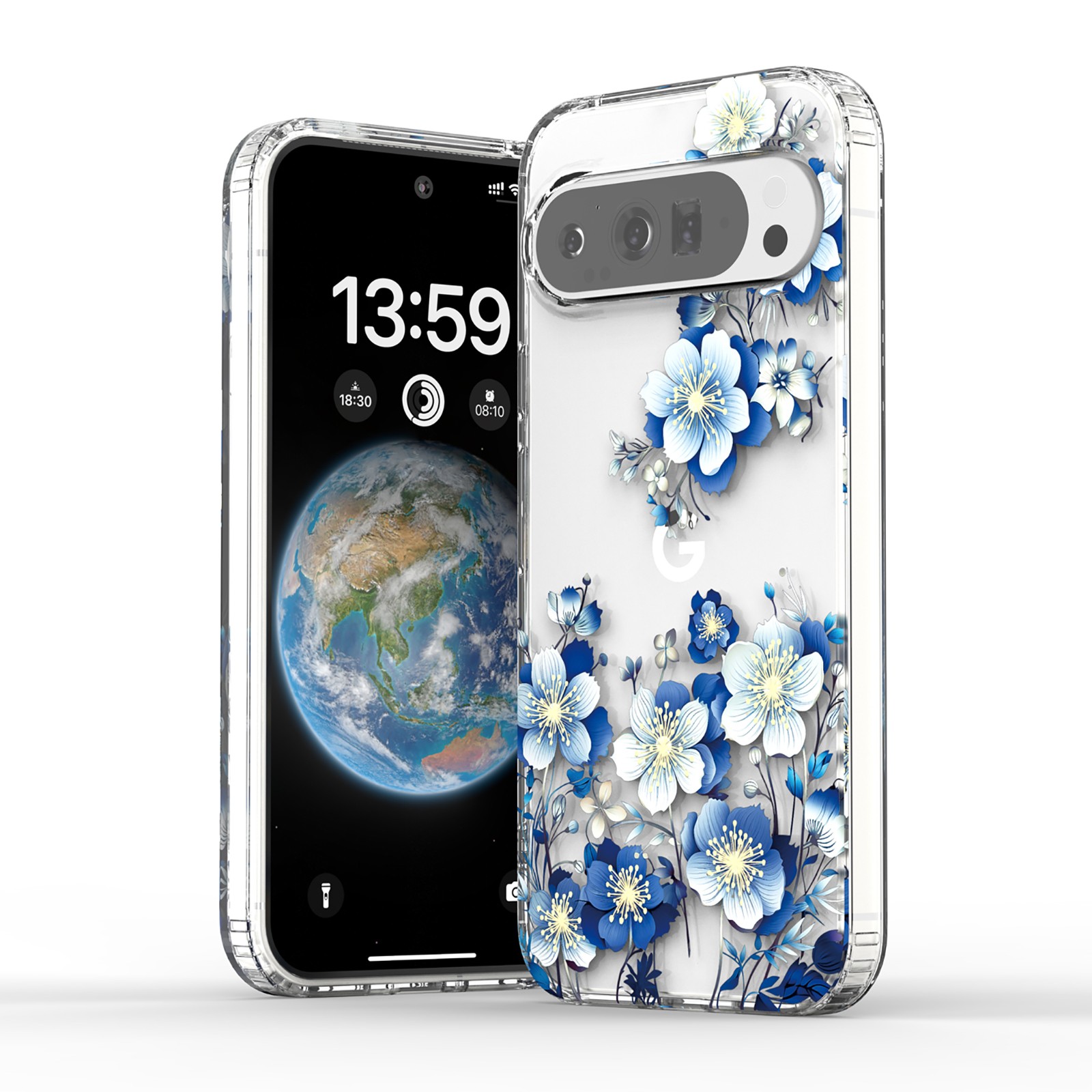 For Google Pixel 10 Pro XL/9 Pro/9A Cute Floral Pattern Clear Transparent Case