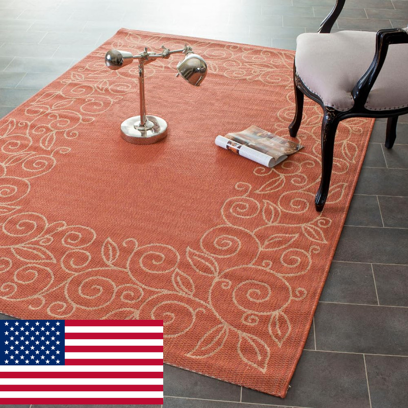 Safavieh Washable Rug Outdoor Courtyard Collection - 67 X 96 Terracotta Beige