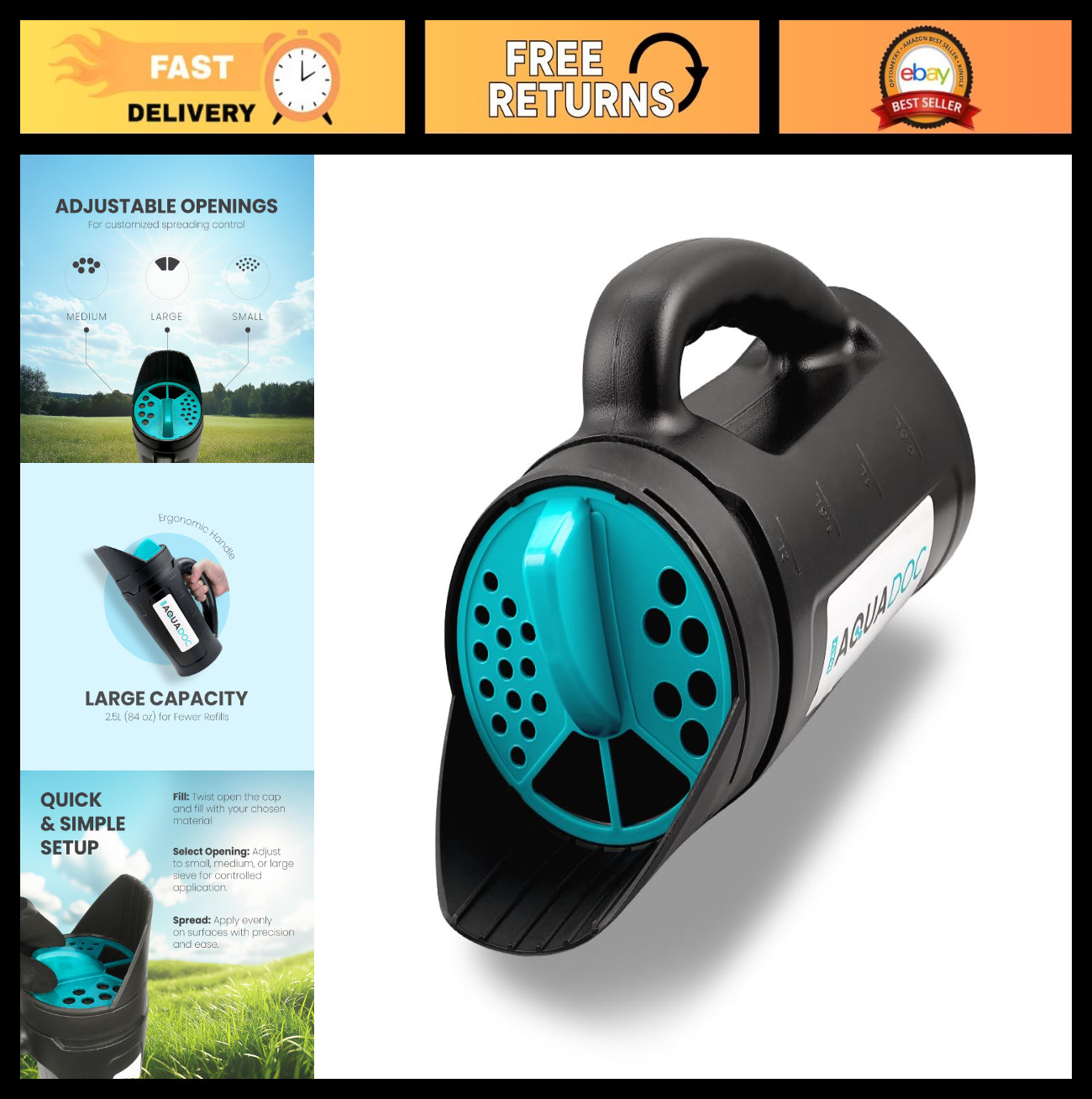 Handheld Seed Spreader for Lawns & Gardens - Multi-Use Fertilizer & Salt Spreade