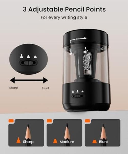 Electric Pencil Sharpener for Classroom, Fully Automatic Pencil Sharpener Black