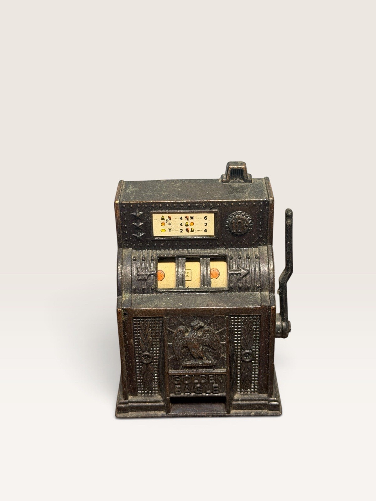 Vintage Golden Eagle Mini Slot Machine Metal Pencil Sharpener Works