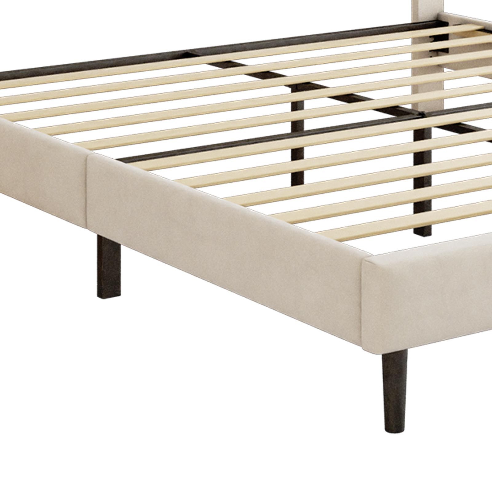 Upholstered Platform Bed Large Size Frame With LED Light And Charging Function