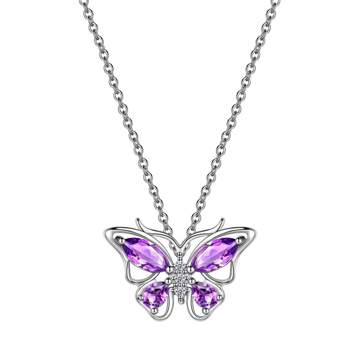 925 Sterling Silver Birthstone Butterfly Jewelry Women Crystal Animal Cute Bu...