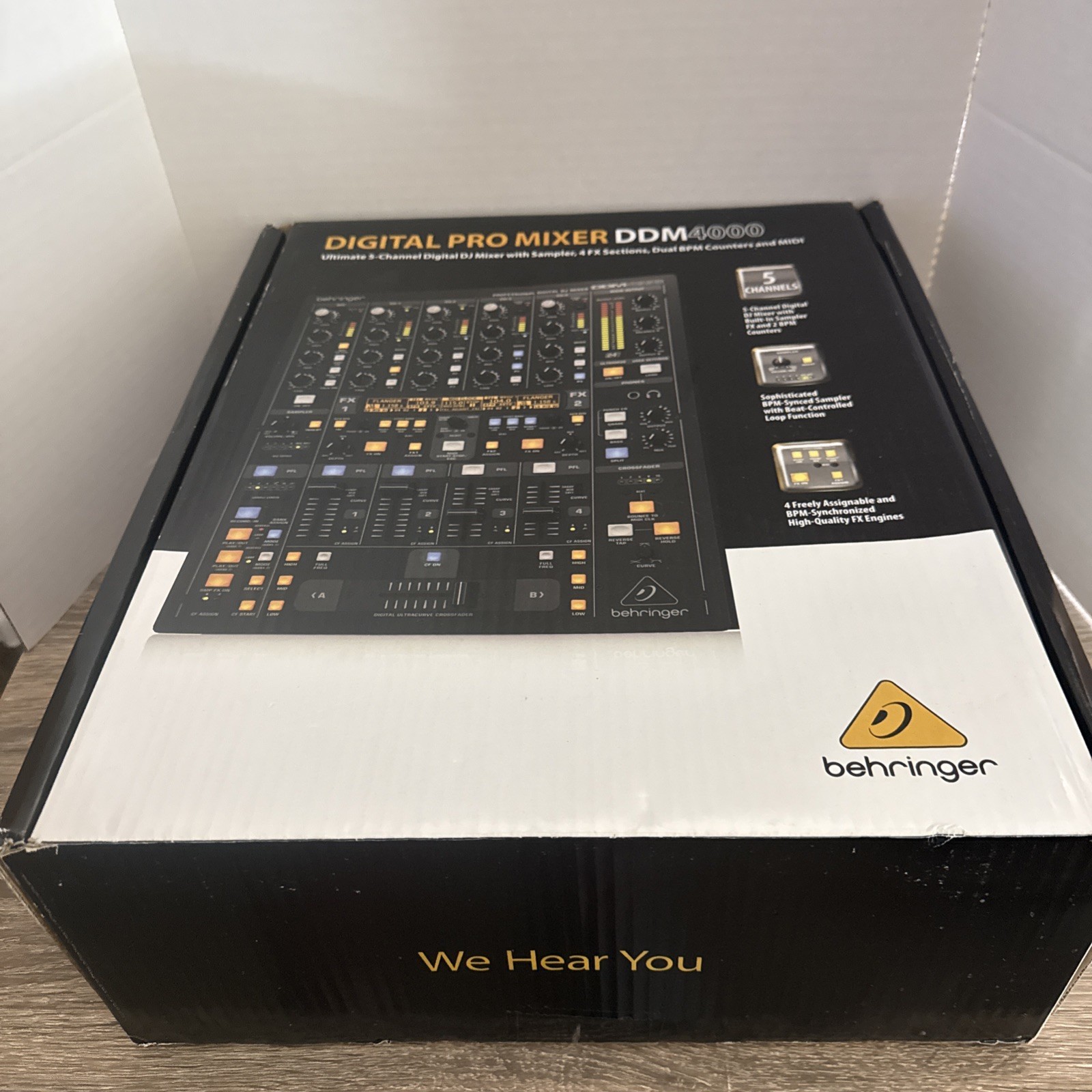 Behringer DDM4000 Pro DJ Mixer 5 Channels w/ Original Box, Cord, & Rack