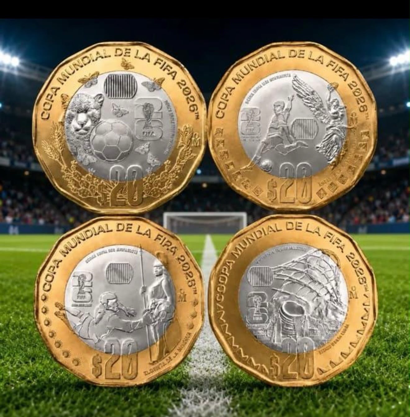 Monedas de 20 pesos conmemorativas del mundial FIFA 2026