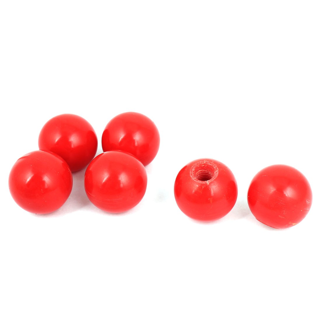 Red Plastic M6 x 25mm Dia Round Ball Handle Knob Spare Part 6 Pieces