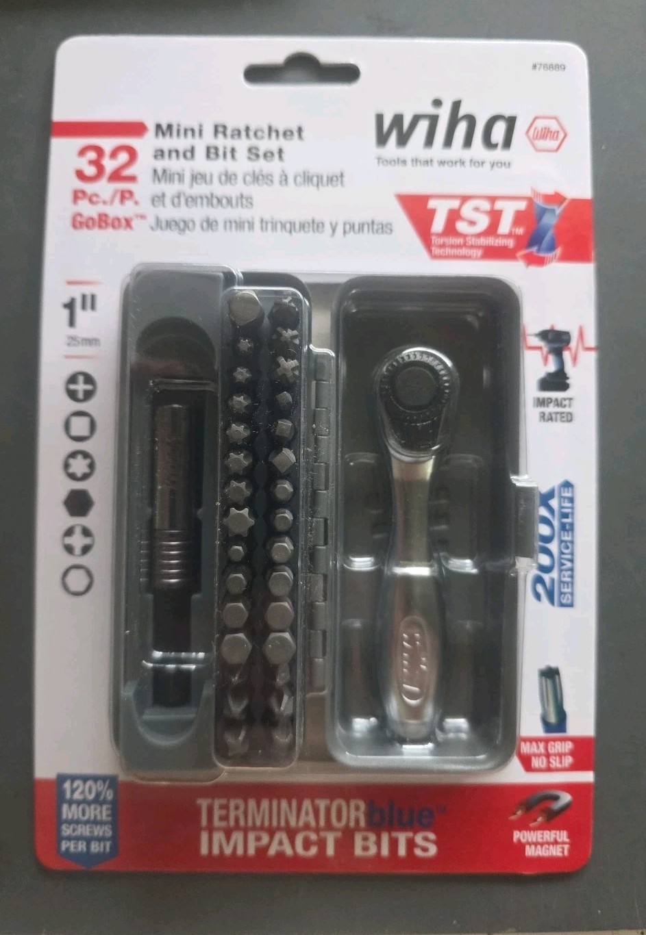 Wiha 32PC GOBOX 1/4 INCH DRIVE IMPACT MINI RATCHET BIT SET. MAGNETIC