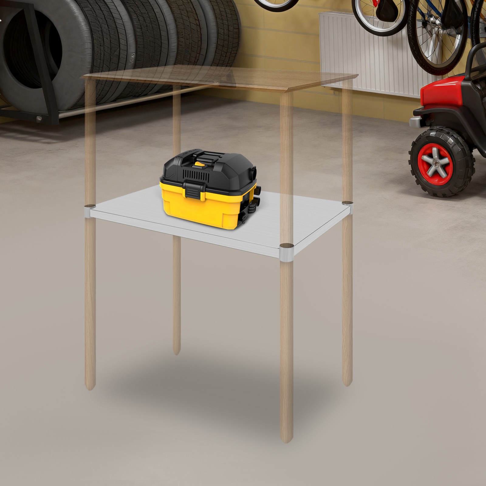 Stainless Steel Under Shelf Adjustable Under-desk tand Table Rack for Worktable