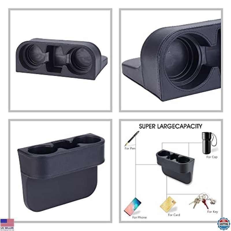 Sleek Black Multifunctional Car Cup Holder & Seat Organizer with Bottle Storage