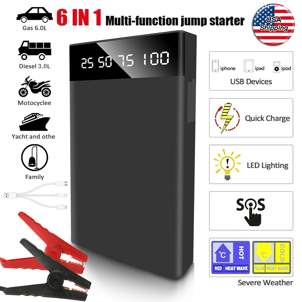 Portable Mini Slim 10000mAh Car Jump Starter Engine Battery Charger Power Bank