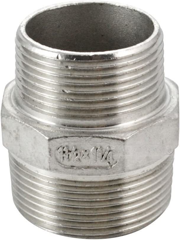 1.5" Male to 1.25" male NPT Hex Nipple Pipe Fitting Reducer Adapter Stainless SS