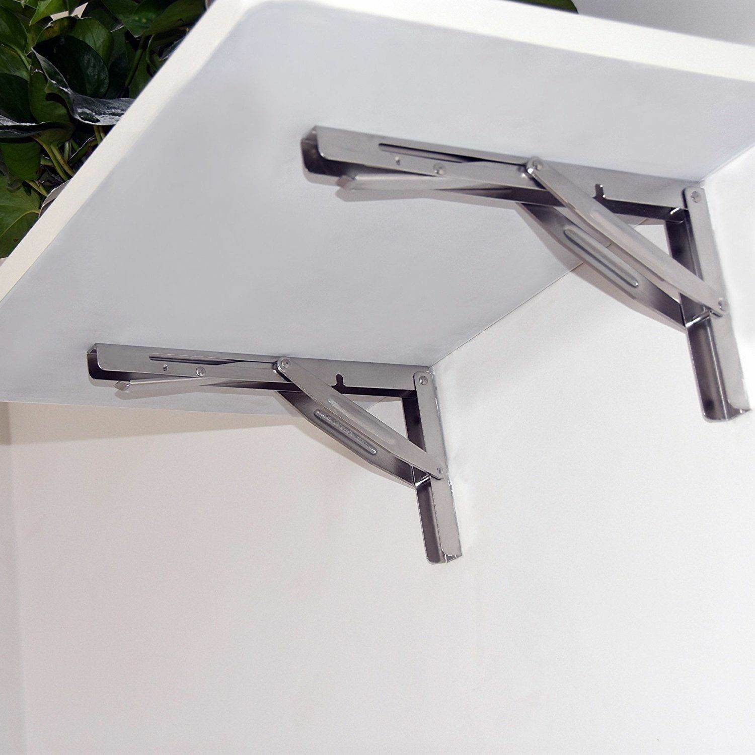 2X 12"Folding Table Shelf Brackets Bench Stainless Steel Brackets Max.Load 250KG
