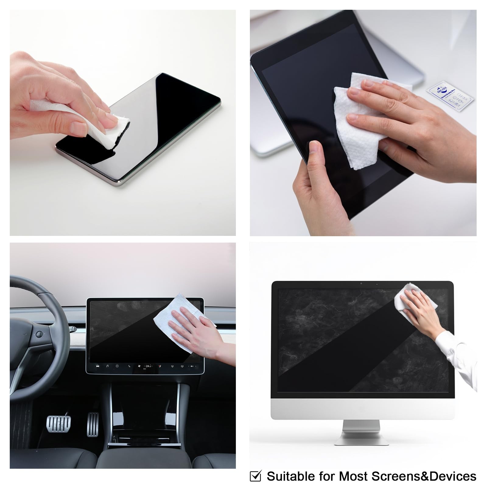 Screen for Electronics, 120 Count 6"x6" Pre-Moistened Screen Cleaner for Scre...