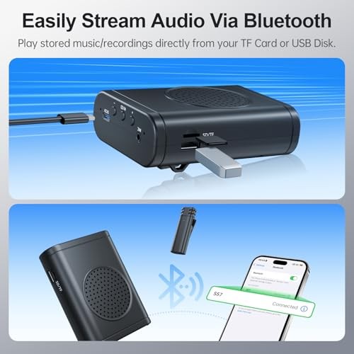 Voice Amplifier for Teachers with Wireless Lavalier Microphone, Zero Black