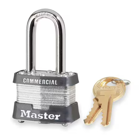 Master Lock 3Lf Padlock, Keyed Different, Long Shackle, Rectangular Steel Body,